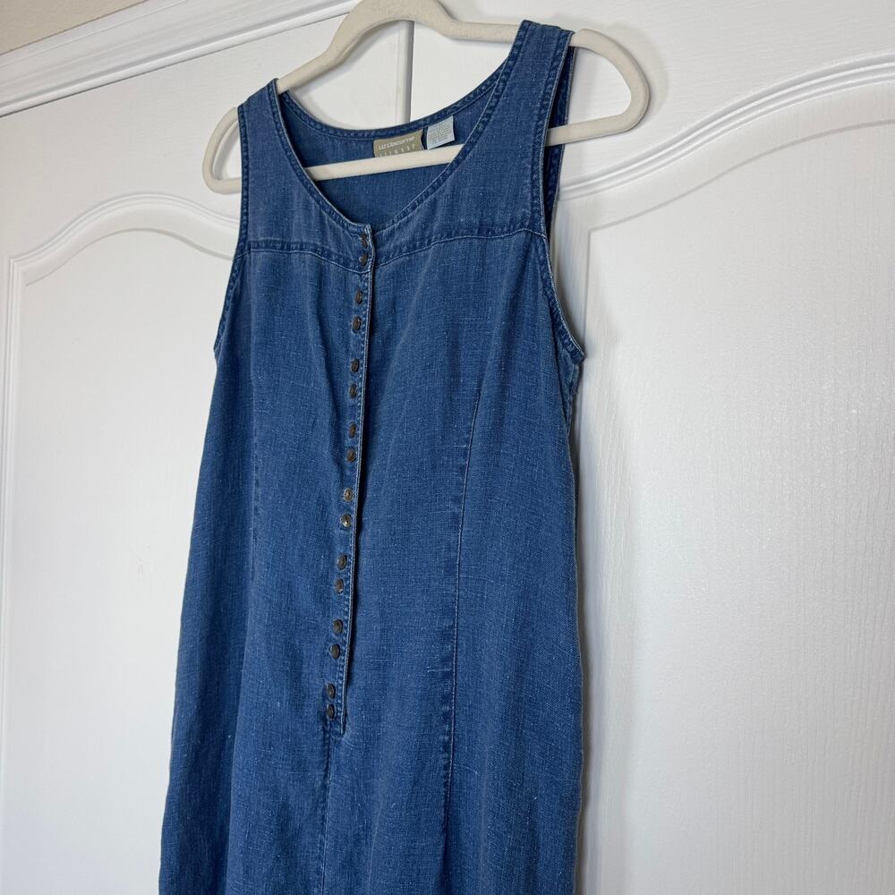 Vintage 90s Liz Claiborne Lizwear Linen Blue Maxi Dress Size 10 - Picture 4 of 12